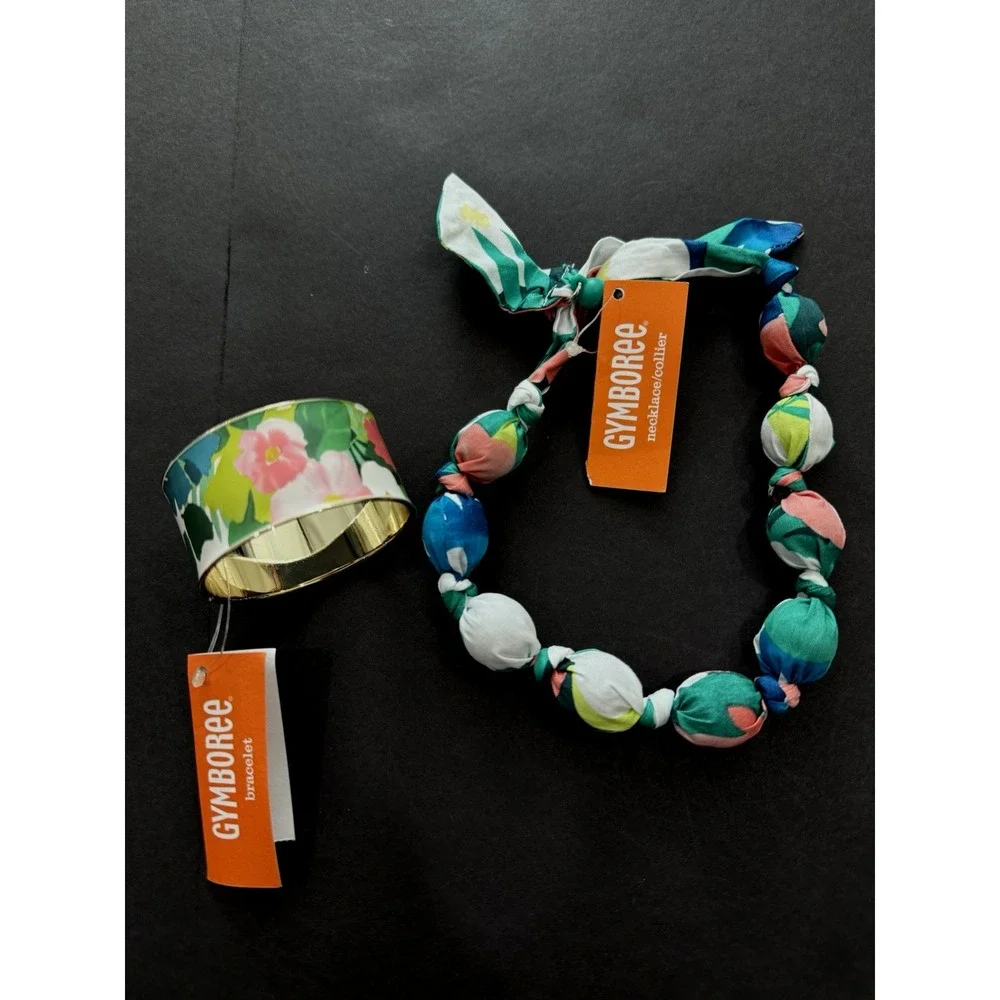 New Set Gymboree Necklace Bracelet Sunny Safari Island Floral Bead Chunky Gift